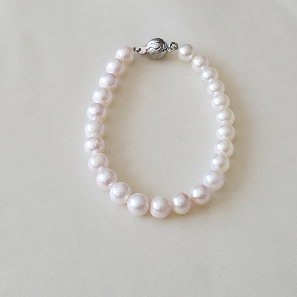 14KWG, ROUND CLASP PEARL BRACELET
